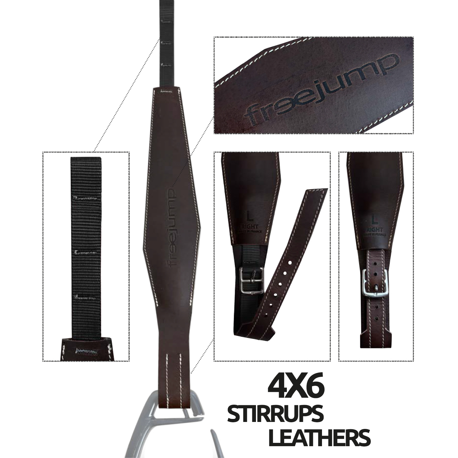 Freejump 4x6 Stirrup Leathers | ReactorPanel Saddle Company